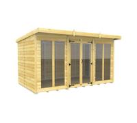 Diy Sheds 12X7 Pent Summer House Loglap (Full Height Window)
