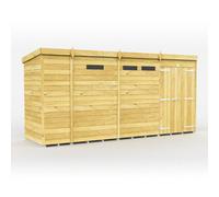 Diy Sheds 13X4 Pent Security Shed - Double Door