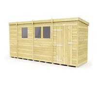 Diy Sheds 13X4 Pent Shed - Single Door With Windows