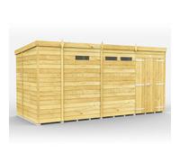 Diy Sheds 13X6 Pent Security Shed - Double Door