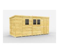 Diy Sheds 13X6 Pent Shed - Double Door With Windows