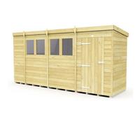 Diy Sheds 15X4 Pent Shed - Single Door With Windows