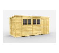 Diy Sheds 15X6 Pent Shed - Double Door With Windows
