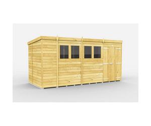 Diy Sheds 15X6 Pent Shed - Double Door With Windows