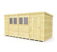 Diy Sheds 15X7 Pent Shed - Single Door With Windows