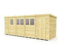 Diy Sheds 17X6 Pent Shed - Single Door With Windows