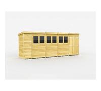 Diy Sheds 18X4 Pent Shed - Double Door With Windows