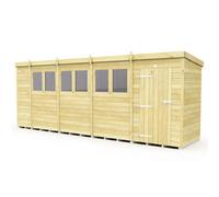 Diy Sheds 18X4 Pent Shed - Single Door With Windows