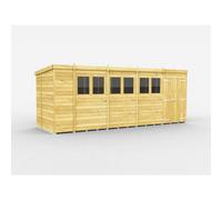 Diy Sheds 18X6 Pent Shed - Double Door With Windows