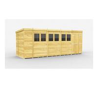 Diy Sheds 18X7 Pent Shed - Double Door With Windows