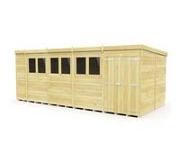 Diy Sheds 18X8 Pent Shed - Double Door With Windows