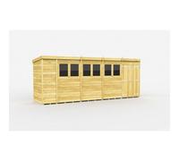 Diy Sheds 19X4 Pent Shed - Double Door With Windows