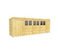 Diy Sheds 19X5 Pent Shed - Single Door With Windows