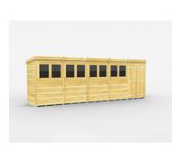 Diy Sheds 20X4 Pent Shed - Double Door With Windows