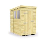 Diy Sheds 4X7 Pent Shed - Single Door With Windows