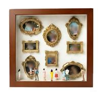 DIY Silhouette Box Shadow Box Kit with 8 Modular Frames and 10 Figurines for Structured Visual Narrative Development (Brown)