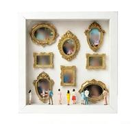 DIY Silhouette Composition Kit for Shadow Box Storytelling Featuring 8 Harmonized Frames and 10 Descriptive Figurines (White)