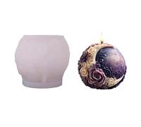 DIY Silicone for Making 3D Floral Sphere Candles Moon Shape Handmade Craft (A, 8cm)
