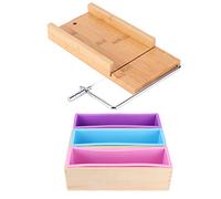 DIY Silicone Soap Making Mold, Wooden Box Set with Scale Cutter, 1200ml Kitchen Baking Tool for Soap Bread Cake Chocolate, Reusable Non - Stick High Temperature Mold