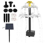 DIY Solar Water Fountain With 6 Nozzles and 7.6Ft Power Cord - 2.5W Panel Pump for Bird Bath, Fish Tank, Pond and Garden Decor