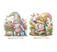 DIY Spring Diamond Art Painting Desktop Ornament, Valentine's Day Diamond Art Painting Tabletop Home Office Decor Double Sided-2PCS-A