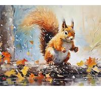 DIY Squirrel Paint by Numbers Kits, Animal Paint by Numbers for Children Beginners, Paint by Number for Adults Oil Painting Kits for Aesthetic Home Wall Room Decor,Girl Gifts 20x30cm/8x12 inch -Y539