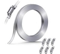 DIY Stainless Steel Hose Clamp Kit Adjustable Metal Strap Band for Custom Pipe Repair - 304 Resistant Worm Drive Alternative for Automotive Marine Plumbing(B)