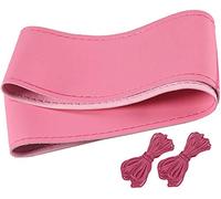 DIY Steering wheel covers made of soft leather on the steering wheel of the car Steering Wheel Stitch On Wrap Cover DIY Sewing Breathable and Anti slip with needle and thread-36CM(Pink)