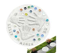 DIY Stepping Stone Kit | Family Handprint Stepping Stone Kit | Handprint Steppings Stones Moulds with 26 Letter Stamps | Novelty Hand Pathway Stones Casting Craft Keepsake for Family