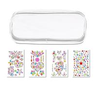 DIY Sticker Pencil Case Set Clear Pencil Case for Kids with Craft Kit Arts and Crafts Supplies Personalized Pencil Case with Gem Stickers for Creative Fun Gift for Girls
