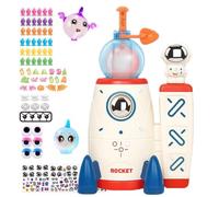 DIY Sticky Balloon Maker Toy with Pump, Launch, Learn, And Play, DIY Balloon Space Rocket Toy with Sticky Bouncy Bubble and Stickers Accessories, Fun Space Halloween Art Gifts for Kids(400 pcs set)