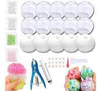 DIY Stress Ball Making Kit for Kids & Adults - Premium Thick TPU Squishy Balls with Injection Tools | Customisable Sensory Fidget Craft Toy Set | 10 Clear & 5 White Shells Included，3 Set