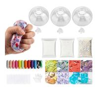 DIY Stress Ball Making Kit, Squishie-s Stress Ball Skin with Lid and Glue, Handmade Silicone Decompression Balls Set for Sensory Relief and Anxiety, Homemade Fidget to-y Kit for Adults (Option A)