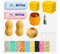 DIY Stress Ball Making Kit with Filler-8 Piece Squishy kit Maker, Cheese Butter peanut potato Squishy Skin Stress Ball Making Kit with Air Pump