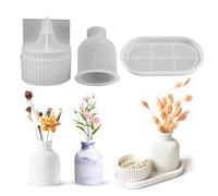 DIY Striped Storage Mold - Simple Plaster Oval Tray Set | Flower Arrangement Ornament Silicone Base, Resin Casting Tool for Jewelry Organizers and Handmade Concrete Crafting