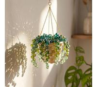 DIY Suncatcher Kit with Beaded Succulent Car Charm, Crystal Hanging Plant Ornament,Glass Bead Window Hanging Craft Kit for Jewelry Making Beaded Plants (2 x set)