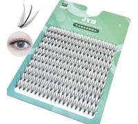 DIY Sunflower Clusters Eyelash Extension Natural Soft W Shape Segmented Lashes Large Tray 200 Bundles Makeup Eyelashes (XYH-Green, 12mm)