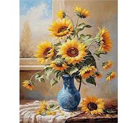 DIY Sunflower Paint by Numbers Kits Drawing Paintwork on Canvas 15.75x19.69inch Without Frame Canvas Oil Painting Number Painting for Adults Beginner Home Decor Gift