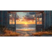 DIY Sunset Paint by Numbers Kits, Seaside Paint by Numbers for Kids Beginners, Paint by Number for Adults Oil Painting Kits for Aesthetic, Home Bedroom Wall Decor, Gifts for Men, 30X60CM/12x24inch