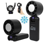 DIY TECH UK - CoolBlast Ice - 4 in 1 Handheld Rechargeable Fan - With Cooling Plate - Hand Held Folding Portable Fan - USB Battery Powered Mini Desktop Desk For Home Office Bedroom - Black