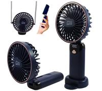 DIY TECH UK - CoolBlast Max - 4 in 1 Handheld Rechargeable Fan - 5 Speed with LED Display - Hand Held Folding Portable Fan - USB Battery Powered Mini Foldable Desktop Desk For Home Office Bedroom Blue