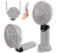 DIY TECH UK - CoolBlast Max - 4 in 1 Handheld Rechargeable Fan - 5 Speed with LED Display - Hand Held Folding Portable Fan - USB Battery Powered Mini Foldable Desktop Desk Home Office Bedroom White