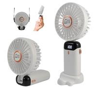 DIY TECH UK - CoolBlast Pro - 4 in 1 Handheld Rechargeable Fan - 5 Speed with LED Display - Hand Held Folding Portable Fan - USB Battery Powered Mini Foldable Desktop Desk Home Office Bedroom White