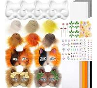 DIY Therian Mask Kit,Blank Cat Mask Material Kit Accessories Set,DIY Fox Masks for Halloween Carnival Cosplay Party (DIY)