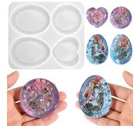 DIY Thumb Worry Stone Resin Silicone Mold - 4 Design Silicone Molds Set for Making Anxiety Stress Relief Pocket Stones, Relax Pocket Stones Epoxy Casting Mold for Men & Women