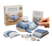 DIY Tissue Box Cover Kit, Quilted O-cean Animal Patchworks Design, Pre-Cut Fabric Sewing Craft for Adults, Whimsical Holder for Bedroom Bathroom Vanity, Makes a Thoughtful Gift
