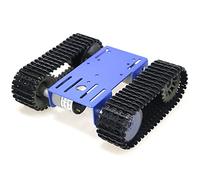 DIY Tracked Robot Chassis Smart Tank Car Chassis Kit with 2pcs Motor, Caterpillar Moving Robotic Tank Platform with Plastic Tracks for Arduino Raspberry Pie Microbit Python Steam (Blue)