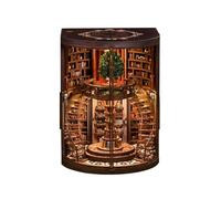 DIY Tree Library Book Nook Kit, Wooden Wisdom Rings Book Repository Bookshelf Bookend 3D Miniature Puzzle Shelf Insert Birthday Gift for Adults Wisdom Rings