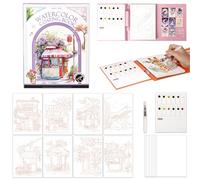 DIY Tri-Fold Watercolour Colouring Book, Creative Stress Relief Kit, Watercolor Pad for Beginners, Art Therapy Travel Set, DIY Stress Relief Kit Suitable for Beginners