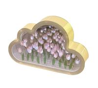DIY Tulip Night Light, Cloud Tulip Lamp, Lamp in Cloud Design, Mirror Cloud Shaped Tulip Lamp, Tulip Lamp in Cloud Design, Flower LED Night Lights for Bedroom, Tulip Cloud Desk Lamp (Pink)